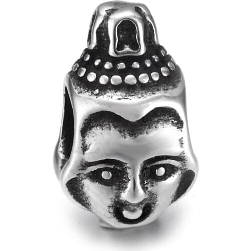 316L Stainless Steel Buddha Bead Polished 5mm Large Hole Metal Beads Buddhist Charms for DIY Jewelry Making Accessories