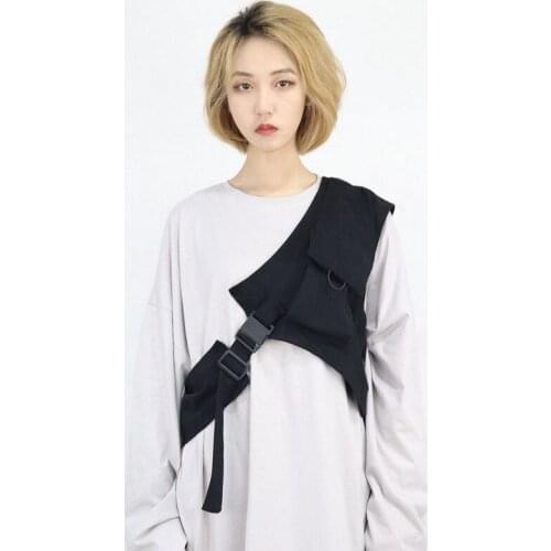 NiceMix New Solid Black Vest Outwear Detachable Saddle For Men Women Punk Tops Tactics Clothes Top Quality Wholesale European