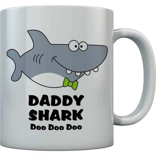 Daddy Shark Doo doo doo Coffee Mug For Father Gift For Daddy Birthday Mug 11 Oz. White