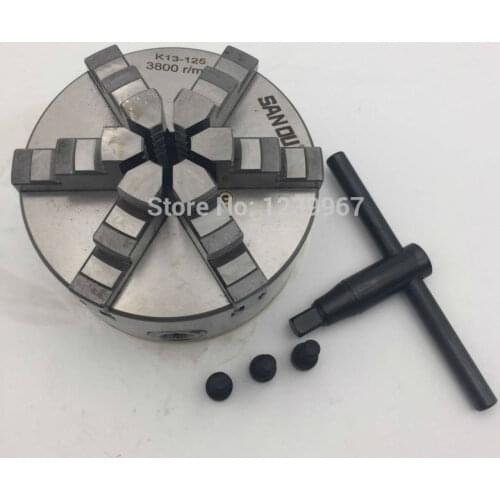 Lathe Chuck 6Jaw 125mm Self-Centering Six Jaw 5'' Chuck M8 for CNC Milling Lathe Machine K13-125