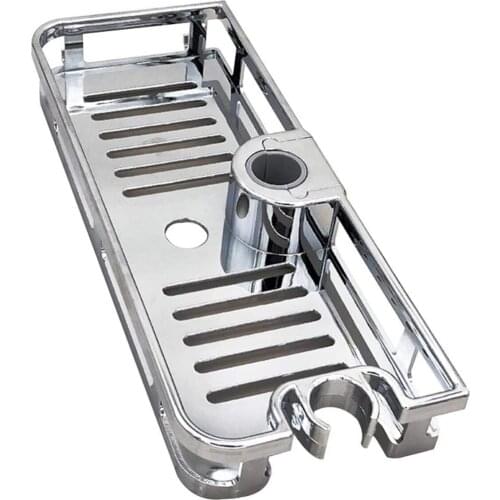 Bathroom Tray Stand Storage Rack Shower Shelf Organizer Multifunction Lifting Rod No Drilling Tray Soap Holder Stand Removable