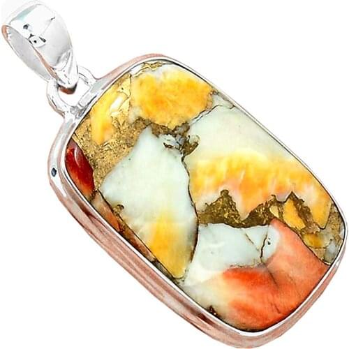 Genuine SPINY OYSTER TOURQUOISE Pendant 925 Sterling Silver, 43.4 mm, AP6671