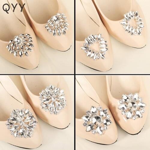 QYY Fashion Women Shoe Buckle Flower Austrian Crystal Bridal Shoe Accessories Jewelry Wedding Shoe Clips for Bride Gifts