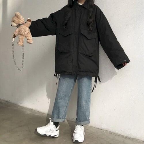 Workwear Cotton-padded Jacket 2021 Korean Version Big Pockets Couple Clothes Casual All-match Student Coats And Jackets Women