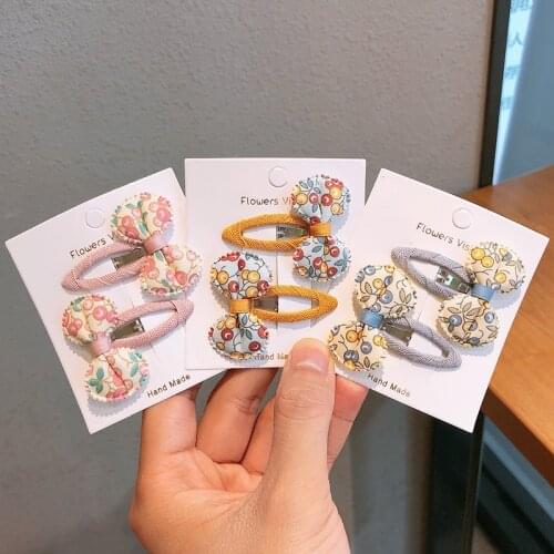 CN 2PCS/Set Ribbon Bow Tie Hairclip for Girls Kids Bowknots Hair Clips Girls Scrucnhies Rubber Bands Hairpins Hair Accessories