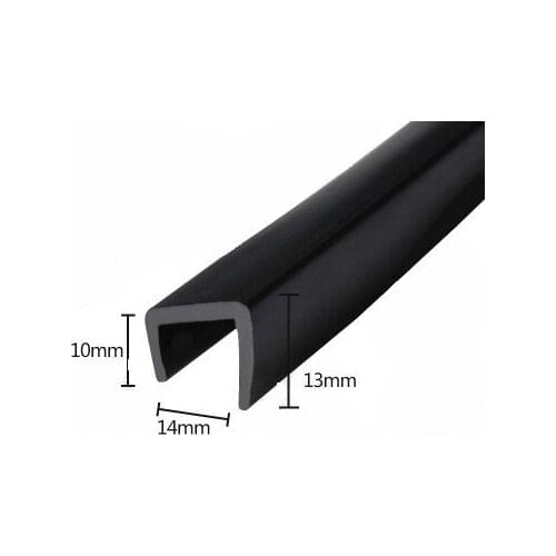 Rubber Sealing U Strip 13x14x10mm for 9.5 - 10mm thick Glass Metal Car Wood Panel Board Edge Encloser Shield Black