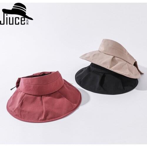 South Korean web celebrity pure color empty hat fold bowknot is no big along the cap han edition joker leisure sun hat