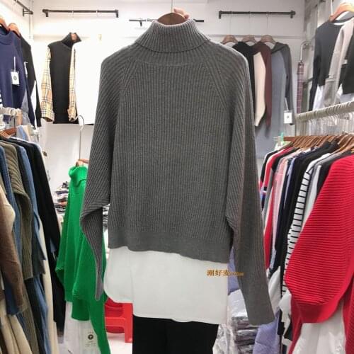 Turtleneck Sweater + Sleeveless Shirt Womens Top 2021 Spring Autumn New Korean Style Loose Irregular Knitted Pullovers Twopiece