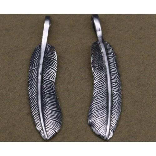 Takahashi Kagura Goros Thai Silver Retro Personality Jewelry 925 Sterling Silver Necklace Feather Pendant Jewelry Men And Women