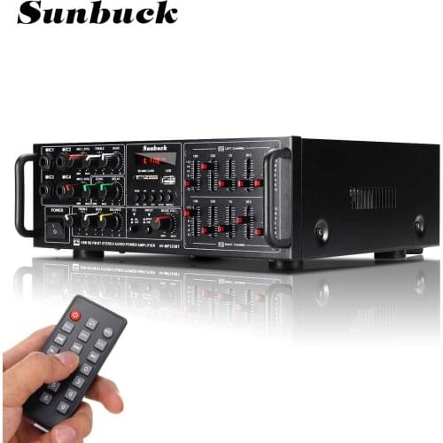 2000W 110-240V bluetooth Power Amplifier System Sound Audio Stereo Receiver Support 4 Way Microphone 2 Channel AMP EQ FM SD