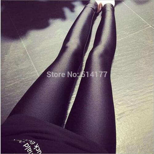Fashion Shiny lycra Leggings Pants High Elastic Casual Black Pencil Pants Skinny Hip Hop Women Ankle-Length Pants 2018 New