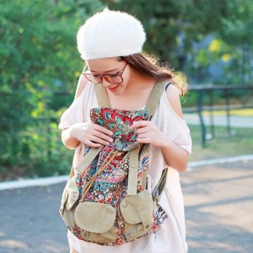 Retro Bohemian Retro embroidery embroidery national printed canvas backpack backpack hand - embroidered flower bag