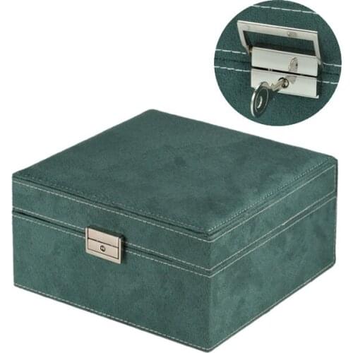 Vintage suede cloth jewelry box large capacity storage box tape lock household high-end storage box