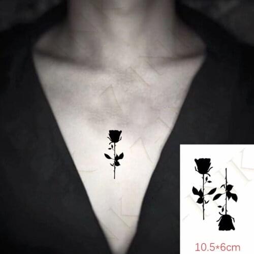 Waterproof Temporary Tattoo Sticker Black Rose Mandala Body Art Chest Ankle Wrist Flash Tatoo Fake Tatto For Women Men