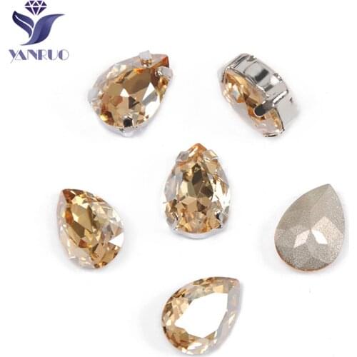 YANRUO 4320 Drop Top Golden Shadow GSHA Top Crystal Sewing Rhinestones Glass Crystal Sewed Glass Droplet Stones Decoration Wedd