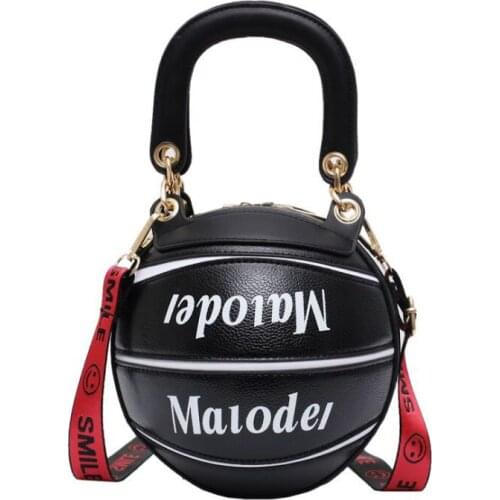 Fun Basketball Shape Female Tote Bag 2020 Fashion Girl Ball Shape Handbag Round PU Shoulder Messenger Bag for Ladie Party Bag