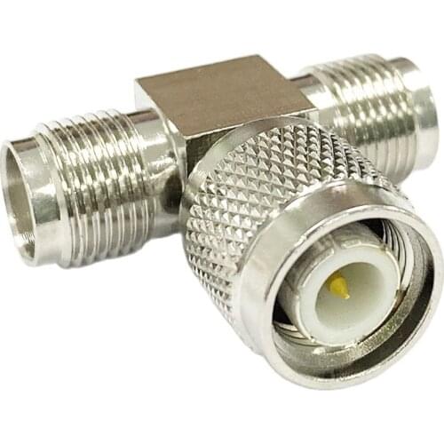 1pc NEW TNC Male Plug to 2 TNC female jack T Type splitter RF Coax Adapter convertor straight Nickelplated wholesale