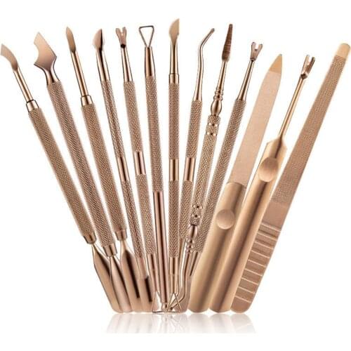 1pcs Gold Stainless Steel Cuticle Pusher Nail Art Pedicure Manicure Tools Nail File Dead Skin Push Cuticle Remover Nail Pusher