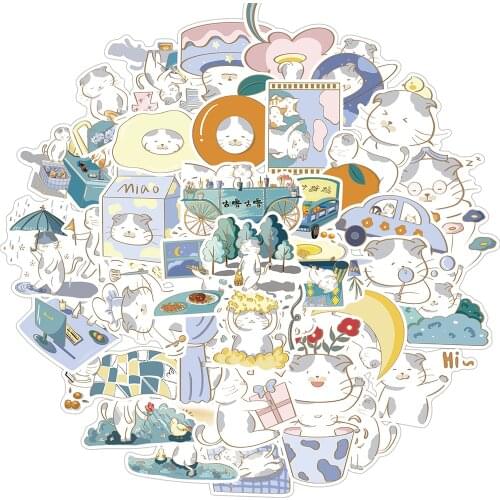 10/30/50pcs Cute Cartoon Cat Sticker Kawaii Animal Graffiti Waterproof Decals Toy DIY Daily Scrapbook Notebook Luggage Sticker