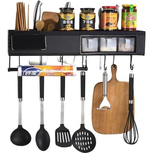 2kg Multifunctional Wall Mounted Pot Pan Rack, Kitchen Bookshelf Storage Rack 53*30*60.5cm