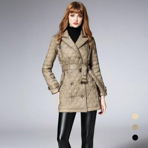 2018 fashion winter warm parkas coats for women double breasted mid-long parkas England Style female cotton female Overcoat
