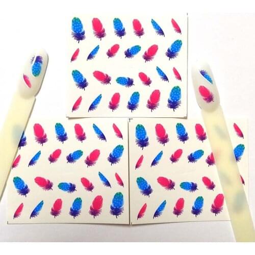 3pcs Nail Sticker Feathe DIY Manicure Slider Embossed Adhesive Nail Art Tips Decorations Decals B38