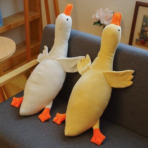 70/100cm Huge Size Lying Duck Plush Toys Kawaii Animal Goose Mat Pillow Stuffed Soft Cushion for Children Girls Birthday Gift