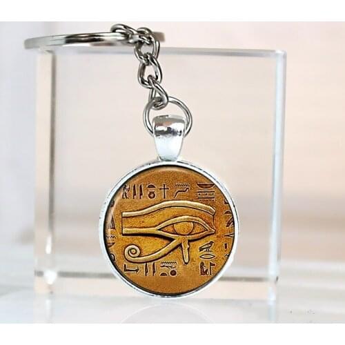 Handmade Eye of Horus Keychain New ARRIVED rings For Women Round Gothic Glasses ancient Pendant Fashion Car Bag Key chain