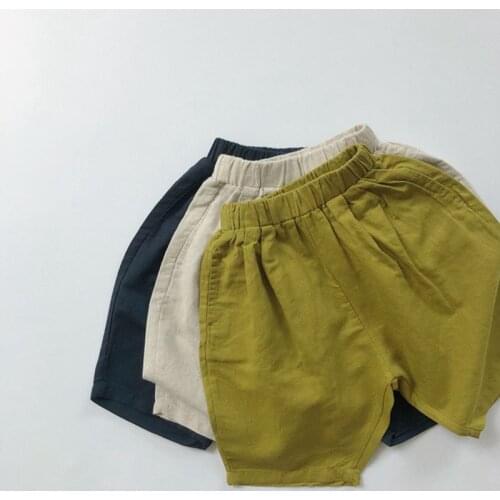 New Summer Baby Boys Cotton Linen Calf-length Pants Korean Style Pure Color Toddlers Kids Casual Loose Trousers
