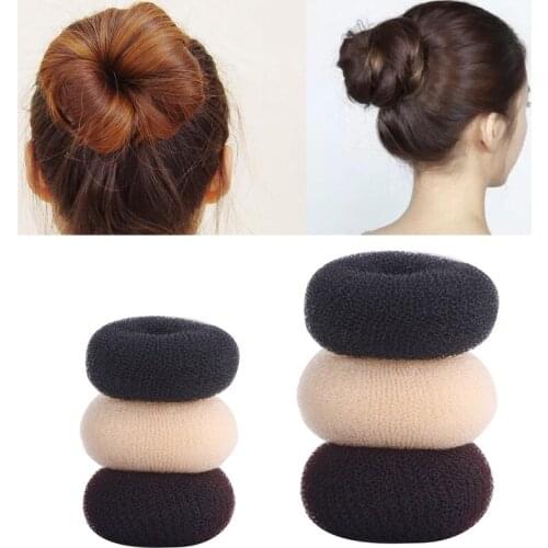 Black/Brown/Ivory 1PC Elegant Women Ladies Girls Shaper Donut Hairbands Bun Fashion Hair Styling Tool Accessories