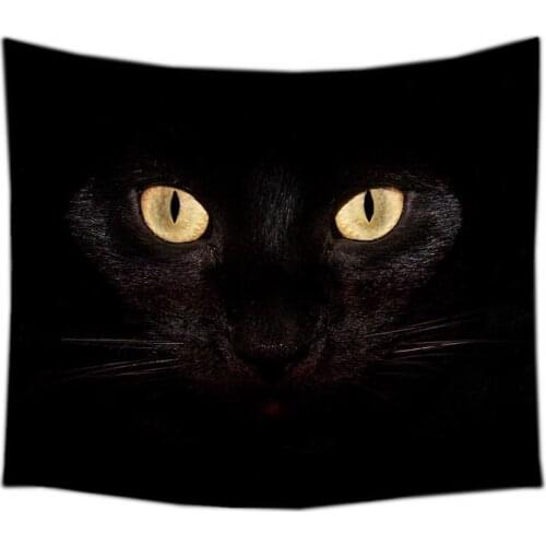 Black Cat Pattern Tapestry Wall Hanging Customized Bedspread Bedsheets Dorm Cover Home Wall Art Room Rug