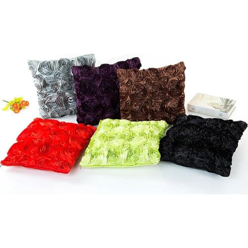 Imitated silk decorative pillows Sofa Pillow cover Rose flower Cushion covers wedding gift Hotel pillowcase 40*40cm