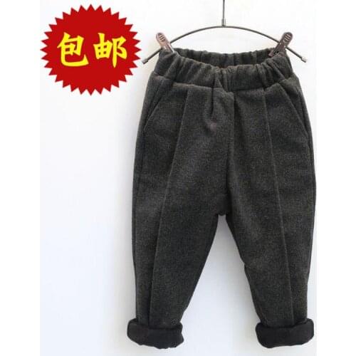 2019 new spring autumn Girls Kids Boys Thickened plus fluffy trousers carrot pants