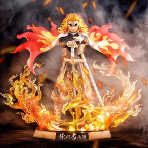25cm Demon Slayer Rengoku Kyoujurou PVC Action Figures Toys GK Anime Kimetsu No Yaiba PVC Figurine Toy