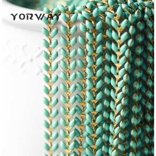 Enamel Brass Arrow Chain 6mm, Flat Chevron Chain, Herringbone Fish bone Designer Chain, 14 Colors Available (#LK-048)