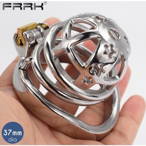 FRRK Metal Sissy Cage Chastity Cock Male Bondage Belt Device Mans Penis Lock Fetish BDSM Sex Toys Sexual Shop Adults 18