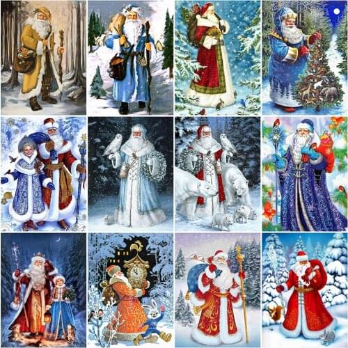 HUACAN 5D Diamond Embroidery Santa Claus Full Square Round Rhinestone Kit DIY Diamond Painting Christmas Gift Home Decor