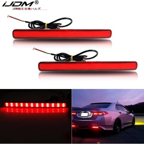 IJDM Red LED Bumper Reflector Lights For 09-14 Acura TSX (For Euro Accord) Function as Tail,Brake & Rear Fog Lamps Turn Lights