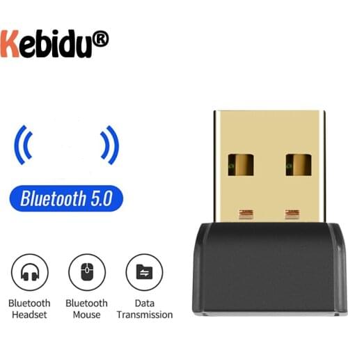 Kebidumei MINI BT5.0 Dongle Audio Adapter USB Bluetooth 5.0 Wireless Adapter Music Receiver for Computer PC Laptop Tablet Newly