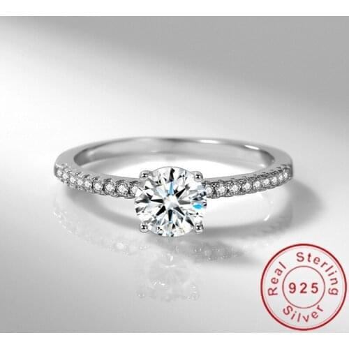 Solitaire 0.6ct Lab Diamond Ring 925 sterling silver Engagement Wedding band Rings for Women Bridal Gemstones Party Jewelry Gift