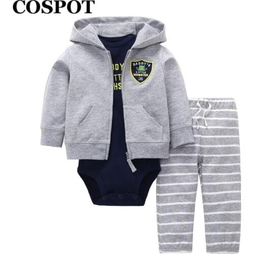 Baby Boy Clothes Newborn 3Pcs Clothing Set Autumn Hoodies+Romper+Pants Boys Outfit Suit Boys Clothes Sets 2021 New 40