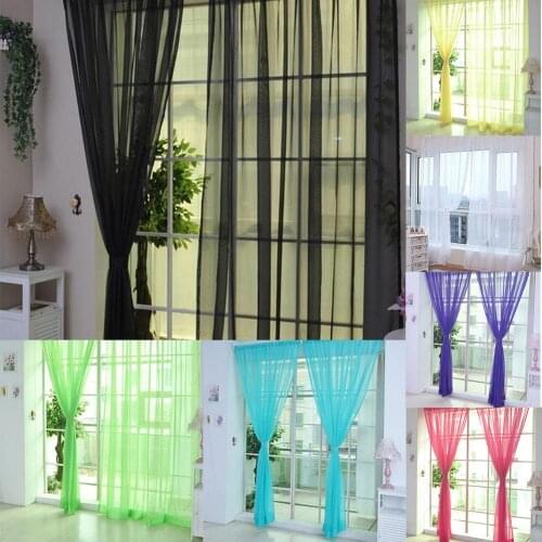 Korean Creative White Curtain 1 Pc Pure Color Voile Door Tulle Sheer For Bedroom Living Room Windows Curtain Drapes Door Fabric