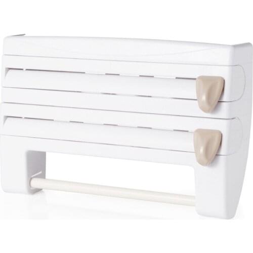 Kitchen cling film storage rack with cutter aluminum foil barbecue paper rack paper towel rack towel storage rack