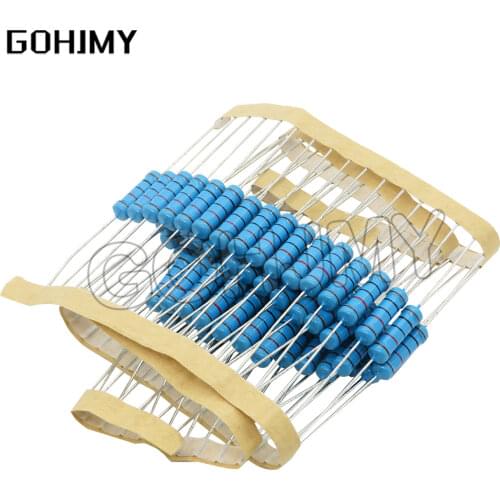 20pcs 2W Metal film resistor 1% 1R ~ 1M 2.2R 4.7R 10R 22R 47R 100R 220R 470R 1K 10K 100K 2.2 4.7 22 47 100 220 470 ohm