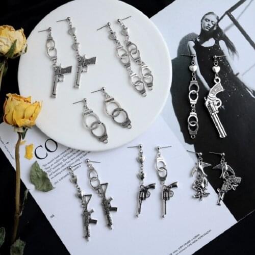 2020 New Trendy Vintage Gun Shape Dangle Earrings for Women Girl Retro Drop Earrings Unique Small Object Earring Jewelry Bijoux