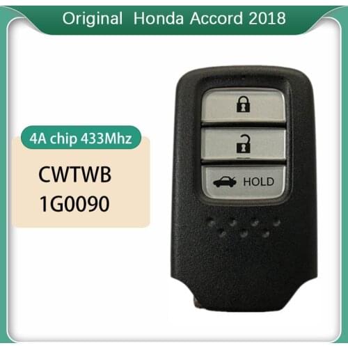 CN003120 Original Honda Accord 3 Button Smart Remote Card Key 4A Chip 433Mhz CWTWB1G0090 72147-TSV-W0 For 2018
