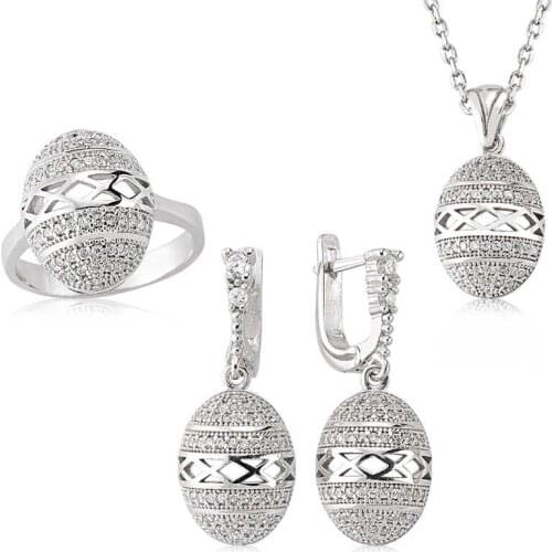 Original silver , Zircon Stony Oval Set ,Most Special Jewelry Sets Suitable and Quality Products Types