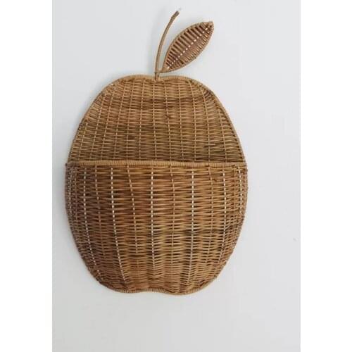 Rattan Apple/Pear Shape Storage Basket Handmade Fruit Organizer Wicker Organizer Baby Room Nursery/Homestay Decoration