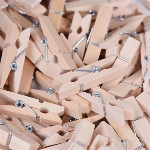 50Pcs/lot Natural Mini Spring Wood Clips Clothes Photo Paper Peg Pin Clothespin Craft Clips Party Home Decoration Wholesale