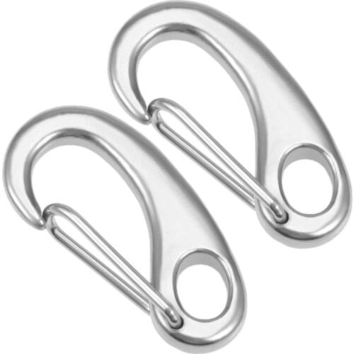 Uxcell Carabiner Snap Hook 304 Stainless Steel Spring Gate Snap Hook Clip Marine Grade Lobster Claw Silver Tone 2Pcs 50mm
